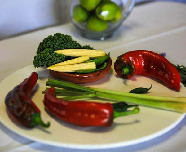 fresh green produce, salads and herbs